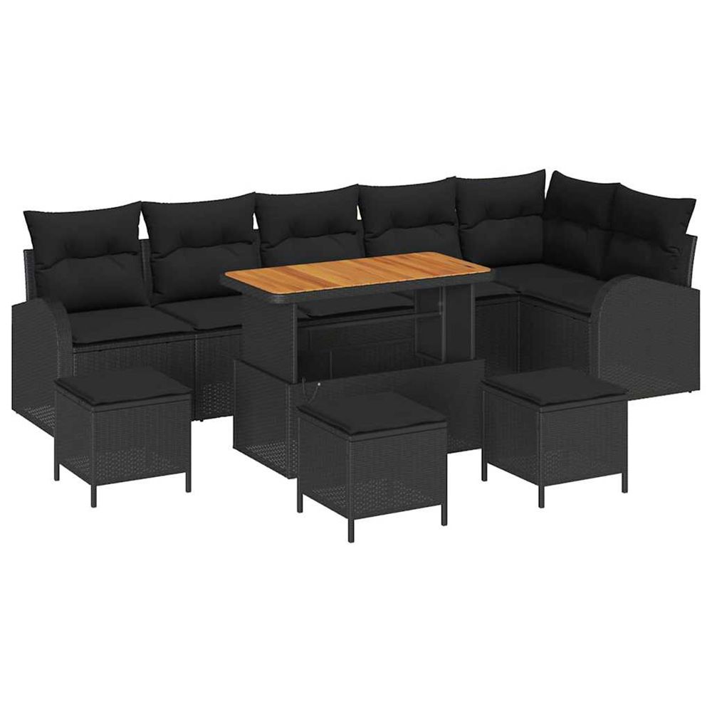 Ensemble de canapé de jardin 10 pc 9-nombre de places noir