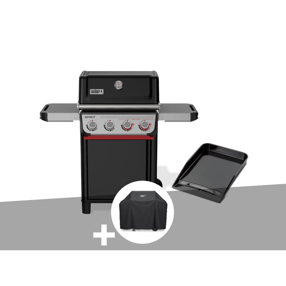 Barbecue à gaz spirit e-425 mix plancha émaillée + housse