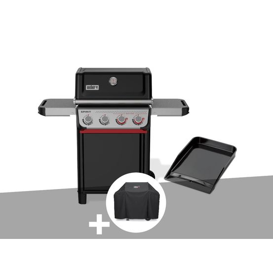Barbecue à gaz spirit e-425 mix plancha émaillée + housse