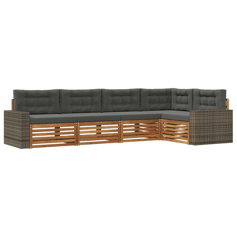 Ensemble de canapés d'extérieur 5 pc naturel et anthracite