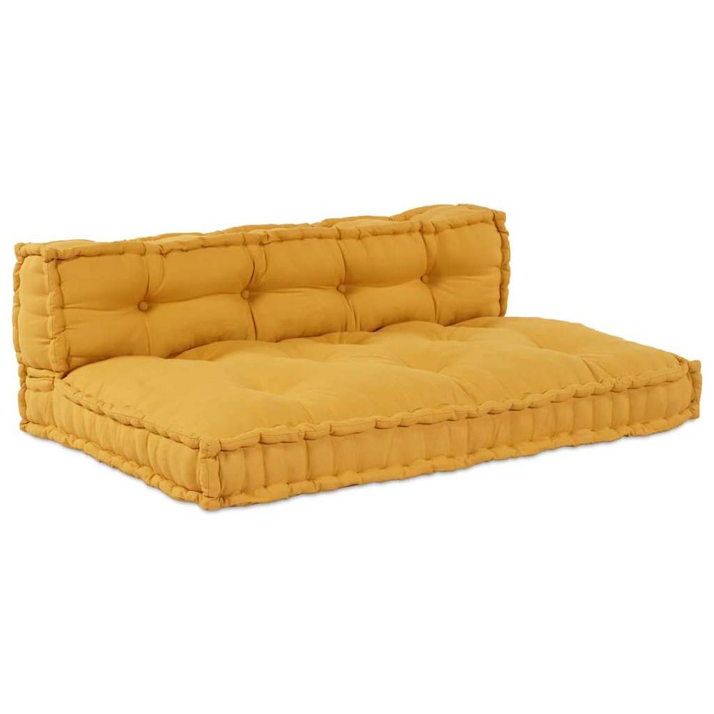 Coussin de canapé sur palette 2 pc tissu jaune 120 x 80 x 38 cm