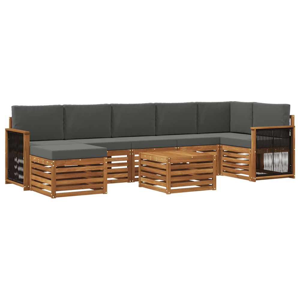 Ensemble de canapés d'extérieur 7 pc naturel et anthracite