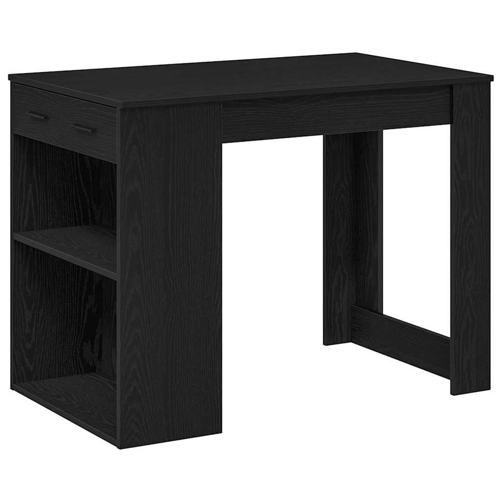 Bureau avec tiroir et étagère chêne noir bois d'ingénierie