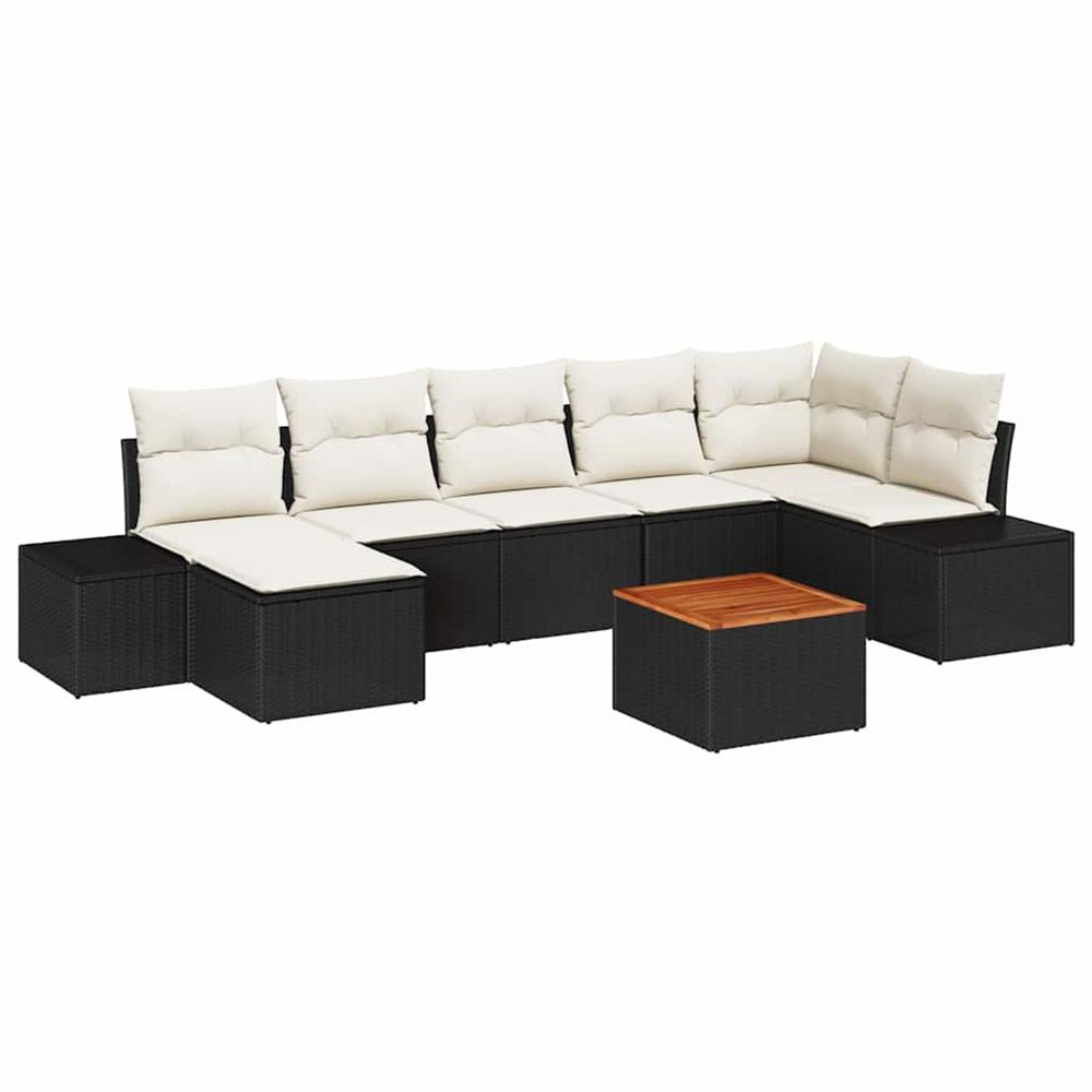 Ensemble de canapé de jardin 8 pc noir polyrotin