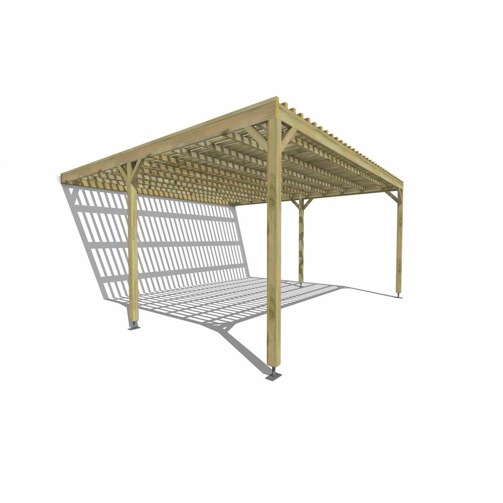 Pergola bois • 5m x 5m • adossée • sens largeur • lattage bois • livraison comprise