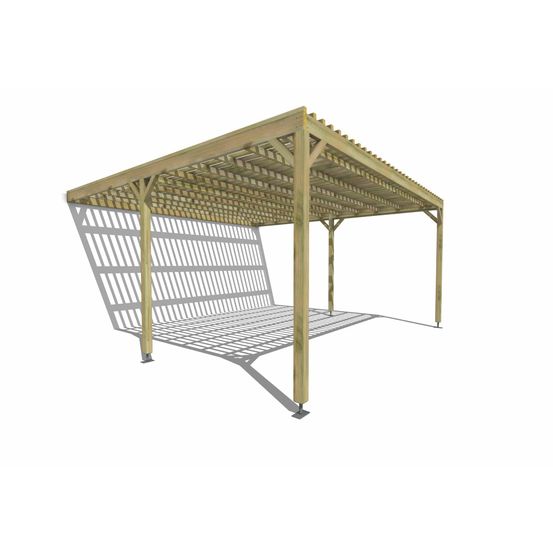 Pergola bois • 5m x 5m • adossée • sens largeur • lattage bois • livraison comprise