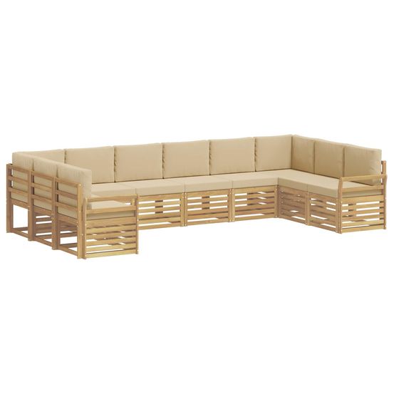 Ensemble de canapés d'extérieur 10 pc blanc et beige polyester