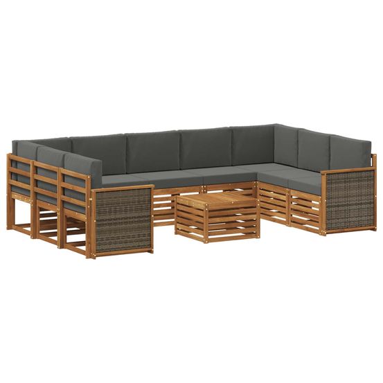 Ensemble de canapés d'extérieur 10 pc naturel et anthracite