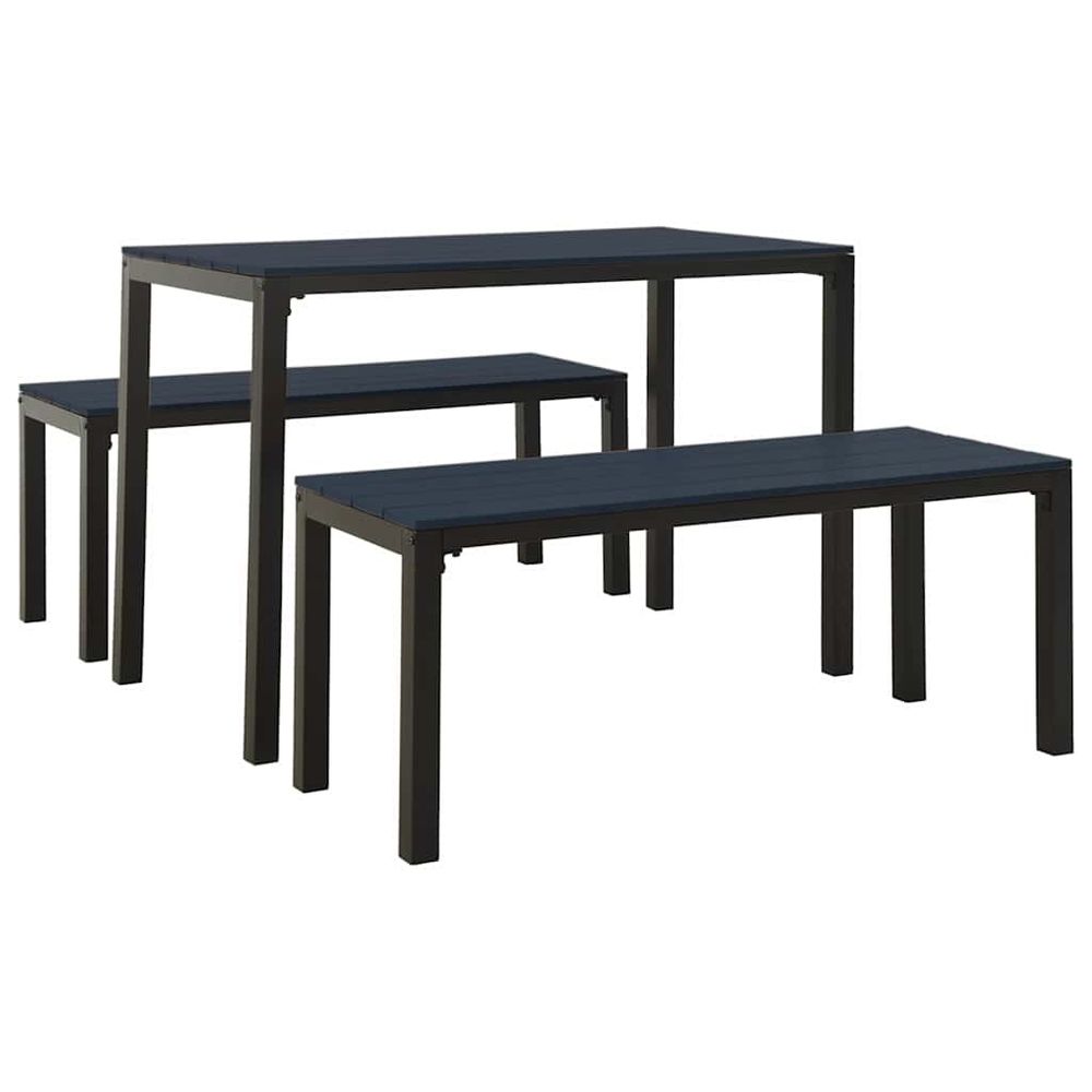 Ensemble à manger de jardin 3 pcs acier et wpc noir