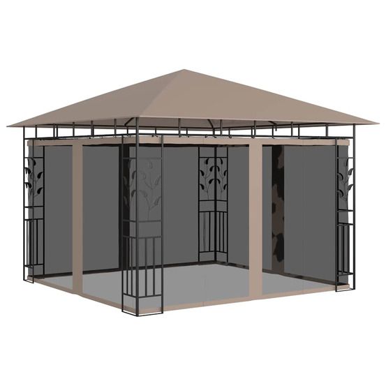 Belvédère avec moustiquaire 3x3x2,73 m taupe 180 g/m²