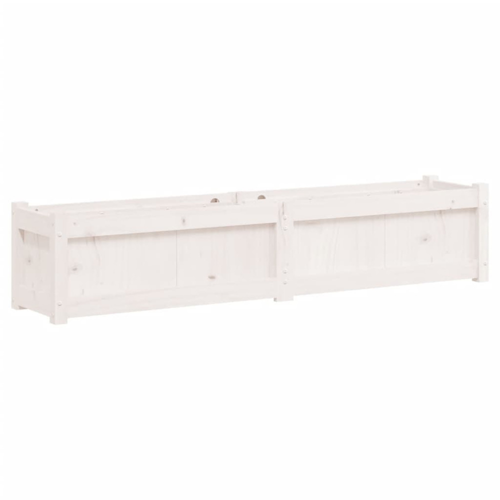 Jardinière d'extérieur blanc 150x31x31 cm bois massif de pin