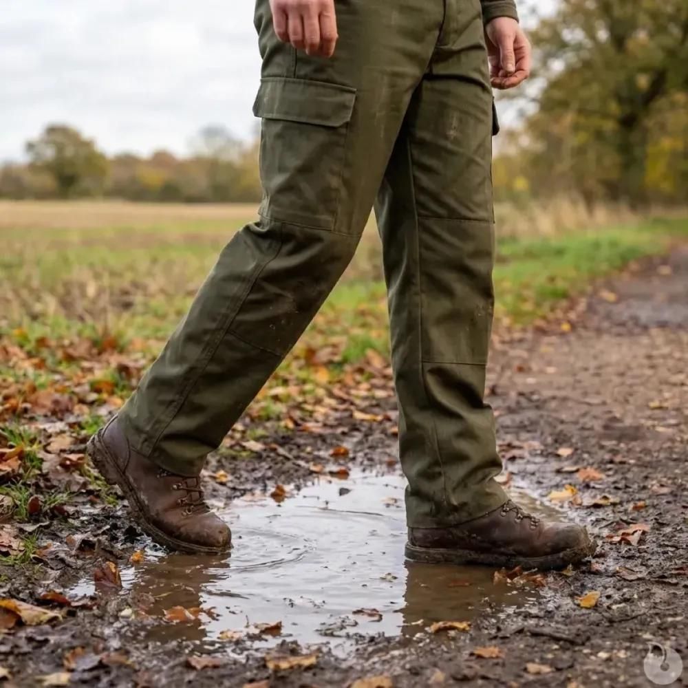 Pantalon homme basic kaki en polycoton avec renforts aux genoux