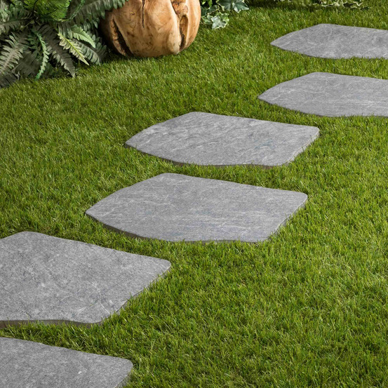 Pas japonais irrégulier grès cérame effet pierre grise 42x36x2 cm (lot de 5) - ro'ma nature