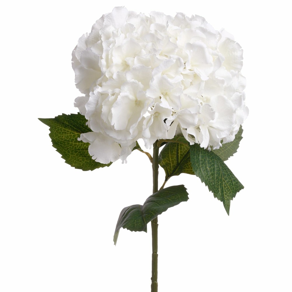 Tige artificielle d'hortensia - h. 83 cm - blanc