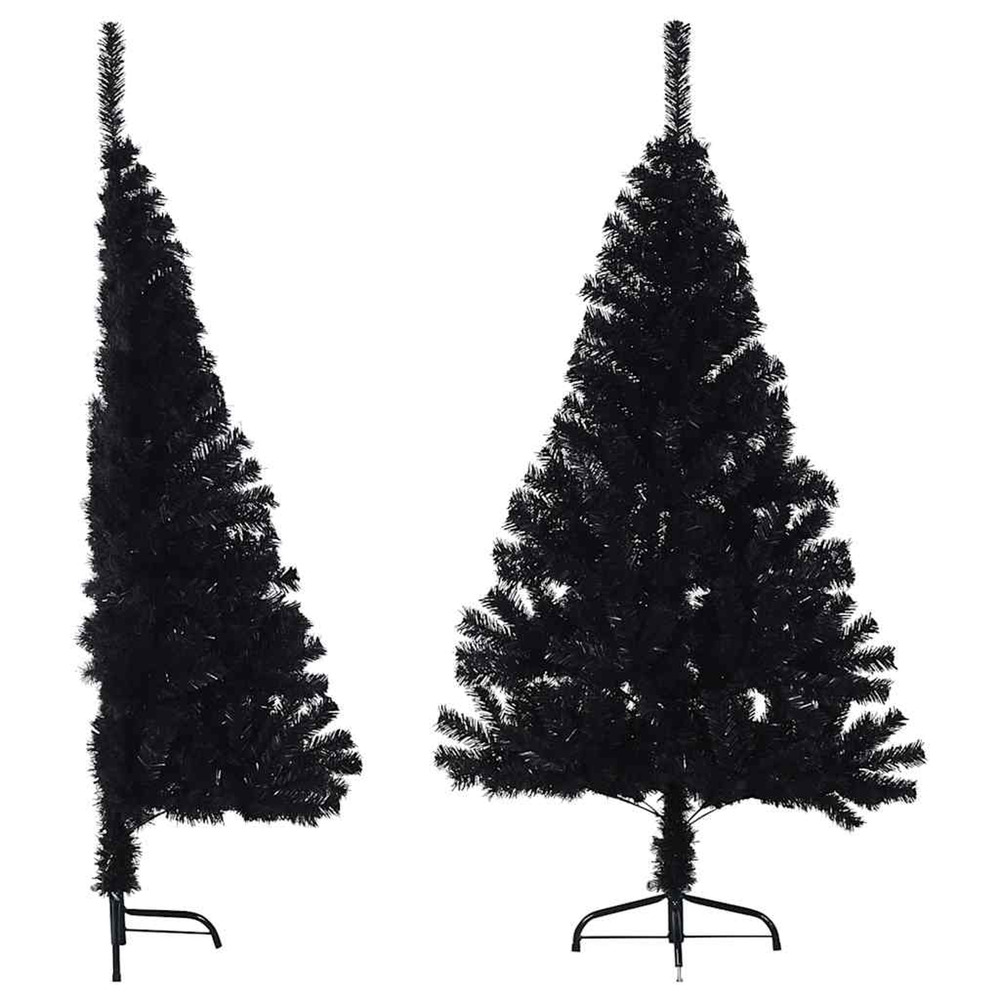 Demi sapin de noël artificiel avec support noir 150 cm pvc