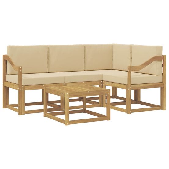 Ensemble de canapés d'extérieur 5 pc blanc et beige