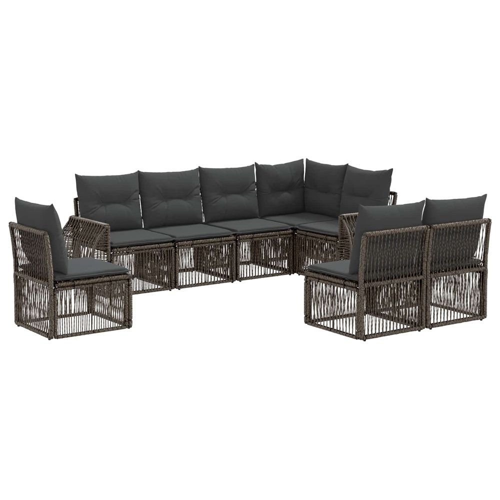 Ensemble de canapé de jardin 8 pc gris et gris foncé polyrotin