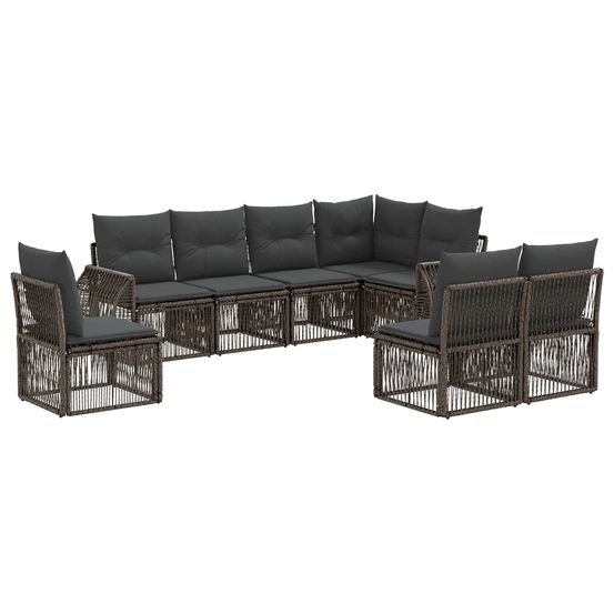 Ensemble de canapé de jardin 8 pc gris et gris foncé polyrotin