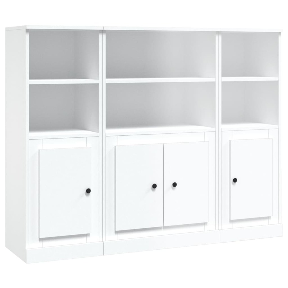 Buffet bahut commode armoire meuble de rangement organisateur cuisine salle de séjour salons 3 pcs bois d'ingénierie blanc 02