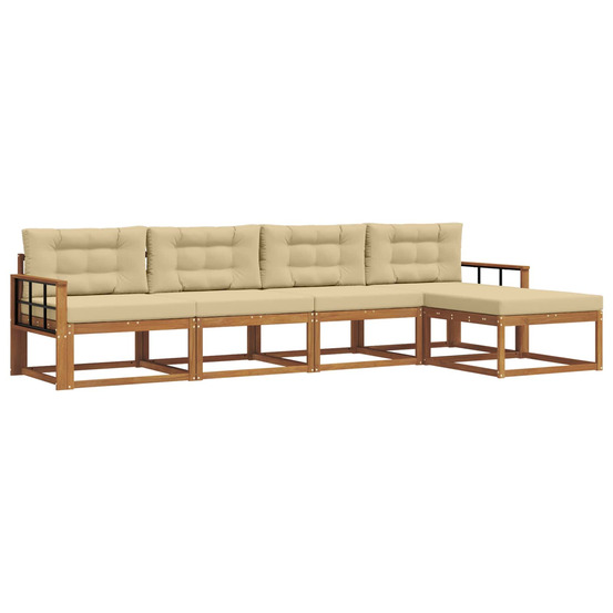 Ensemble de canapés d'extérieur 5 pcs naturel et beige