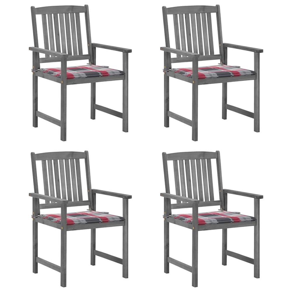 Chaises de jardin et coussins lot de 4 gris bois acacia massif