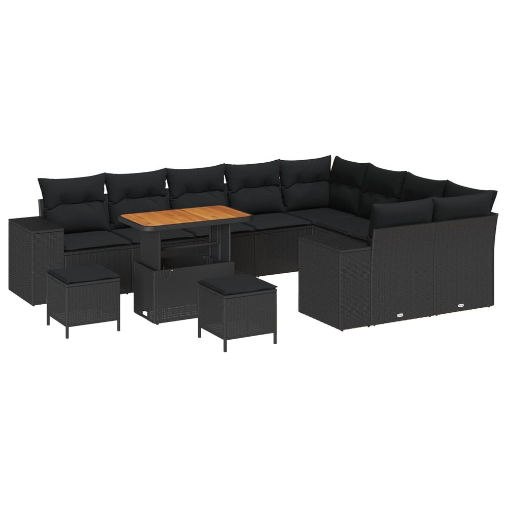 Ensemble de canapé de jardin 12 pc noir polyrotin