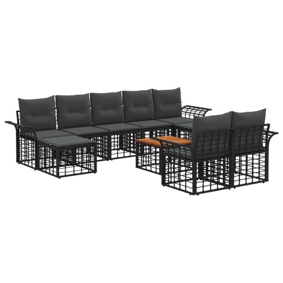 Ensemble de canapés d'extérieur 10 pc noir et gris foncé
