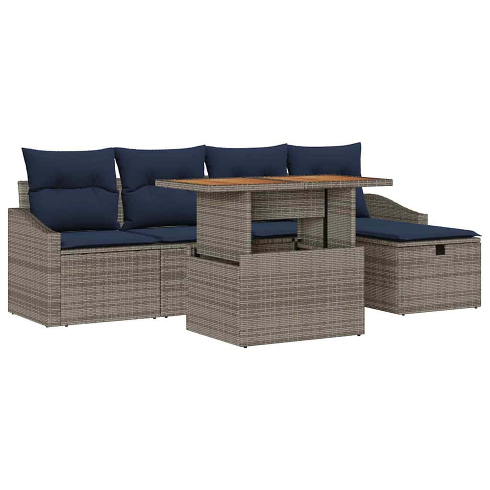 Ensemble de canapé de jardin 6 pcs gris polyrotin