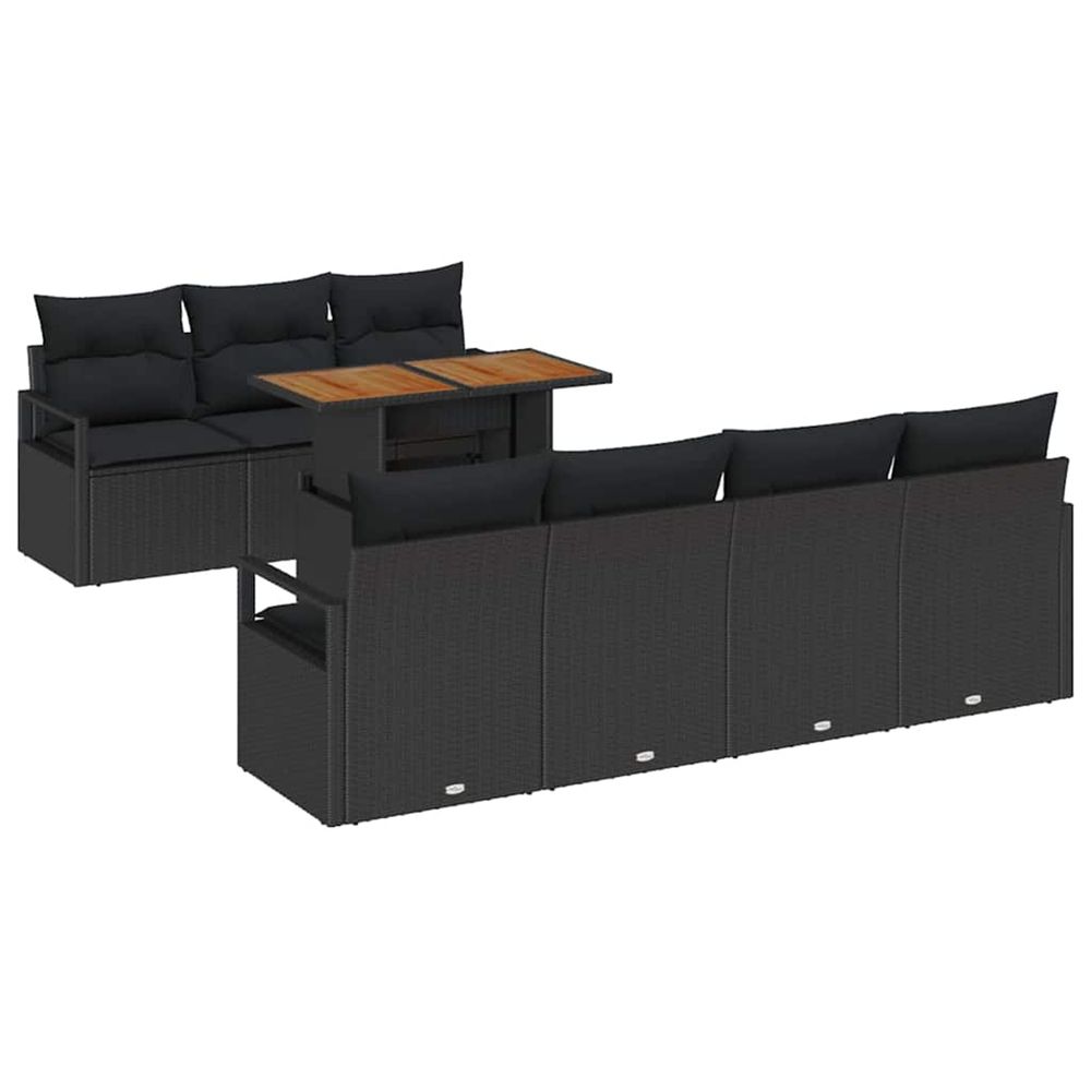 Ensemble de canapé de jardin 8 pc noir poly rotin