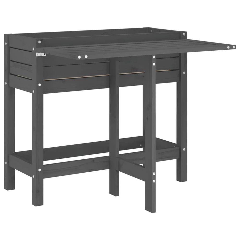 Jardinière d'extérieur de jardin avec dessus pliable gris bois pin massif