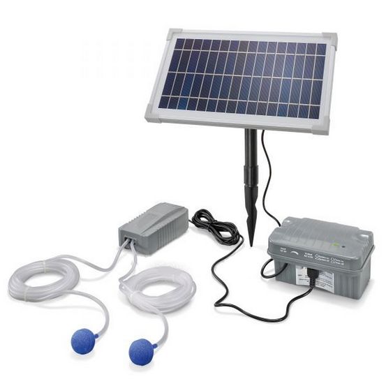 Kit aérateur bassin solaire 2 sorties d'air : avec batterie 200l-8w