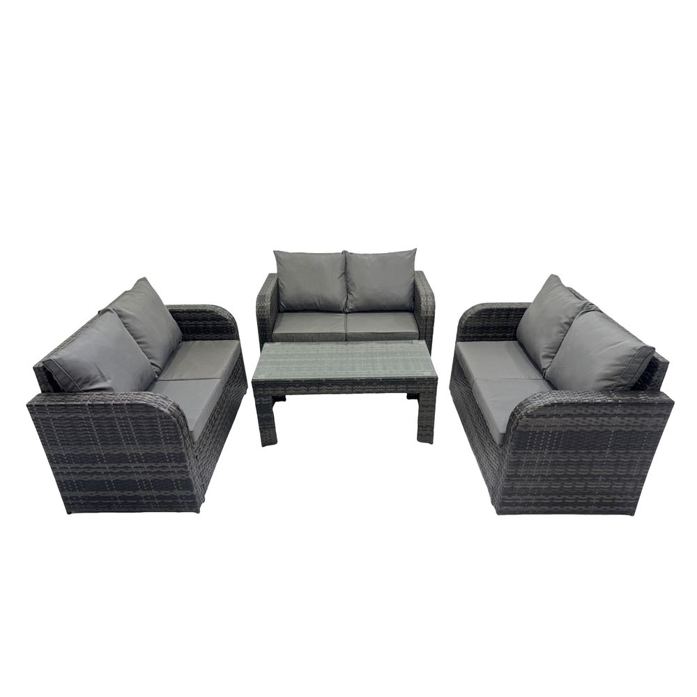 Salon de jardin 6 places meubles de jardin avec table basse canapé d'amour gris foncé mixte
