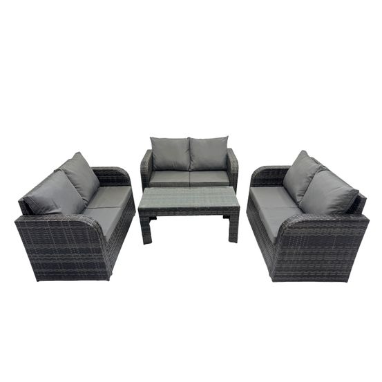 Salon de jardin 6 places meubles de jardin avec table basse canapé d'amour gris foncé mixte