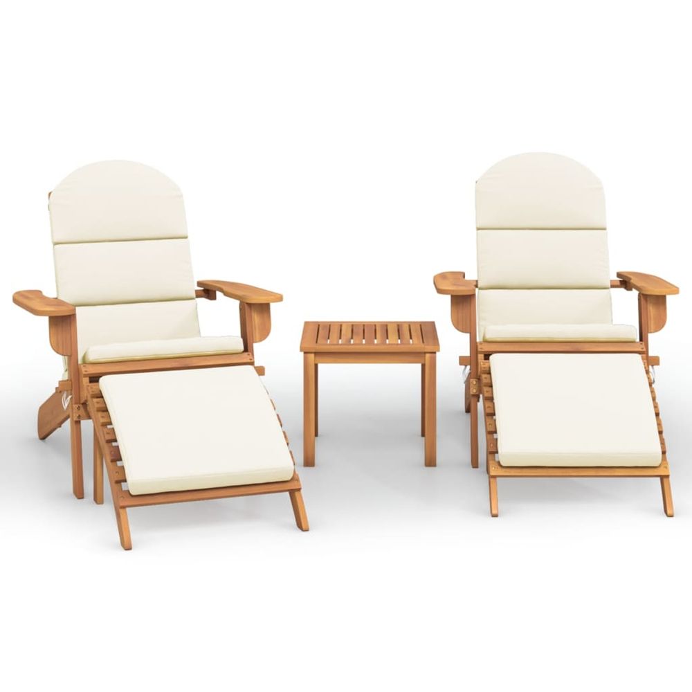 Ensemble de salon de jardin adirondack 3 pcs bois acacia solide