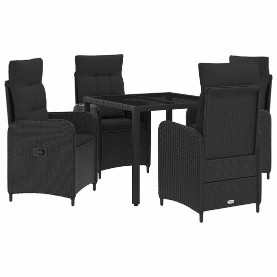 Ensemble de repas extérieur 5 pc noir polyrotin