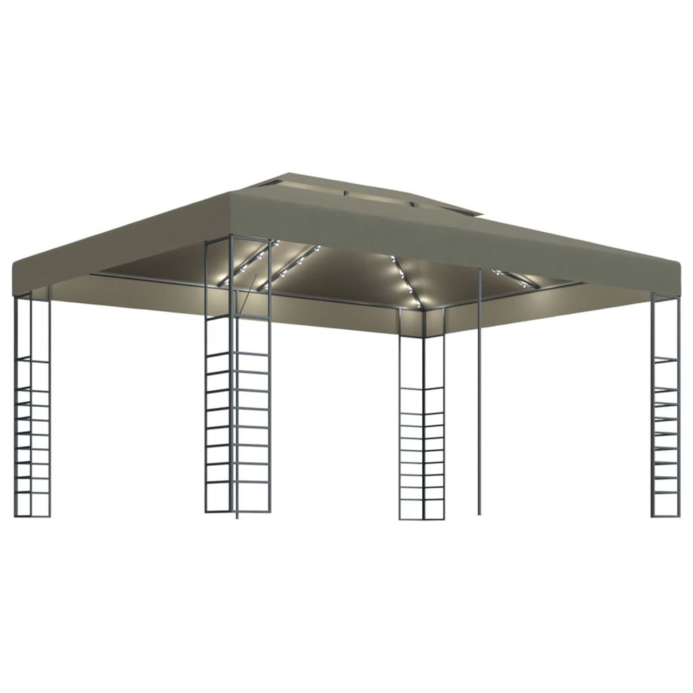 Tonnelle avec guirlande lumineuse à led 3x4 m taupe