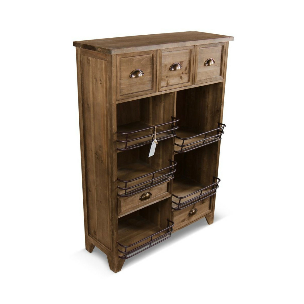 Meuble rangement 2 tiroirs bois marron - décoration d'autrefois