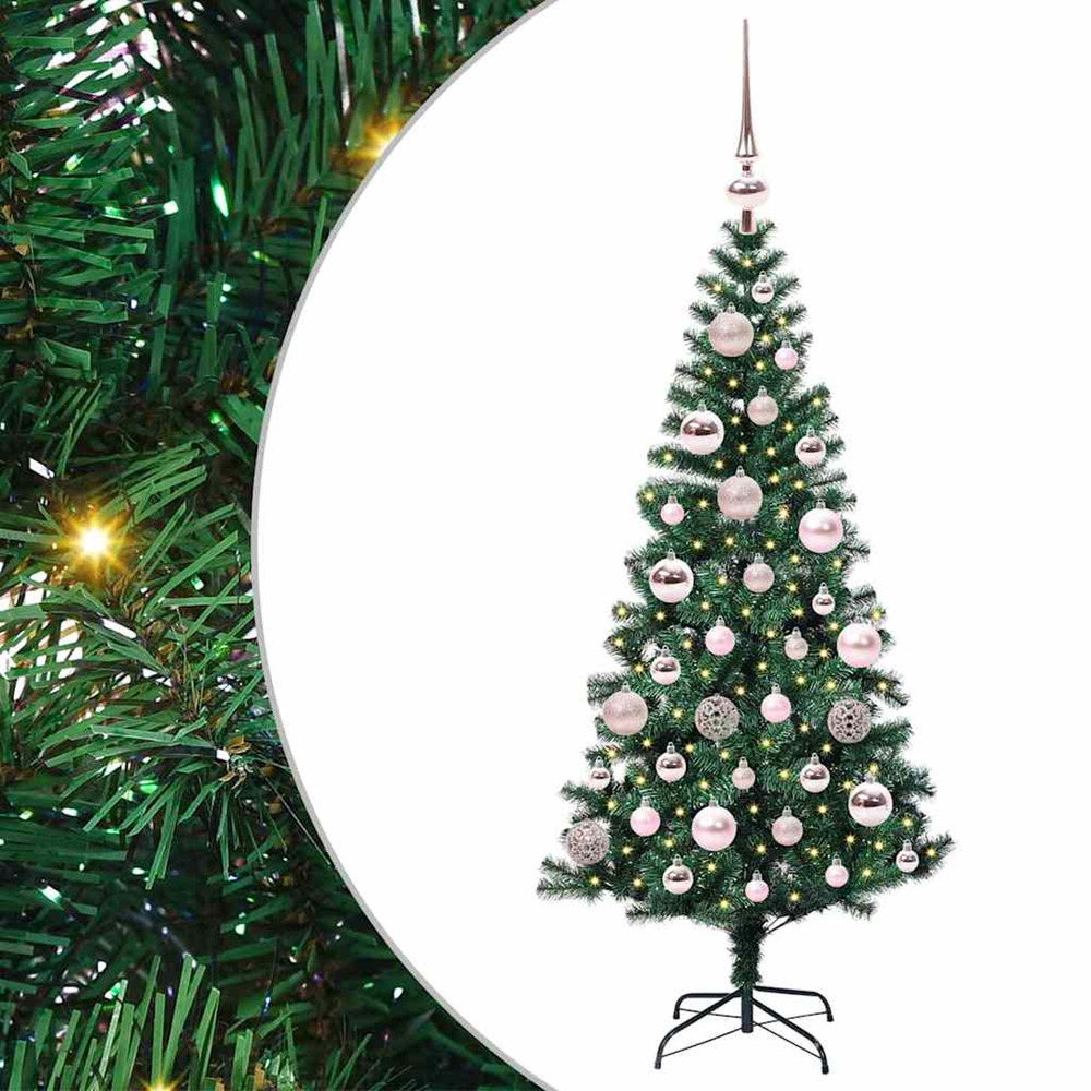 Sapin de noël artificiel pré-éclairé vert 120 cm pvc et métal