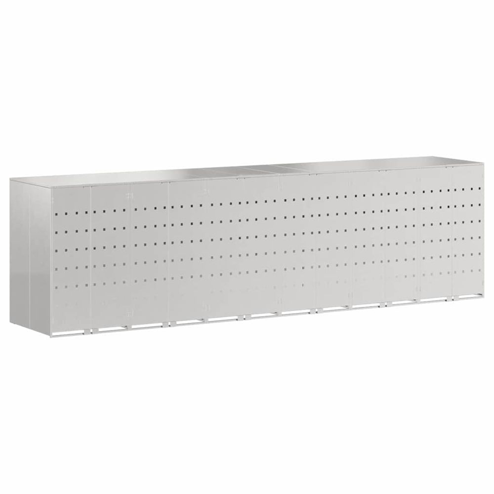 Rangement de poubelle à roulettes pour 3 poubelles argent