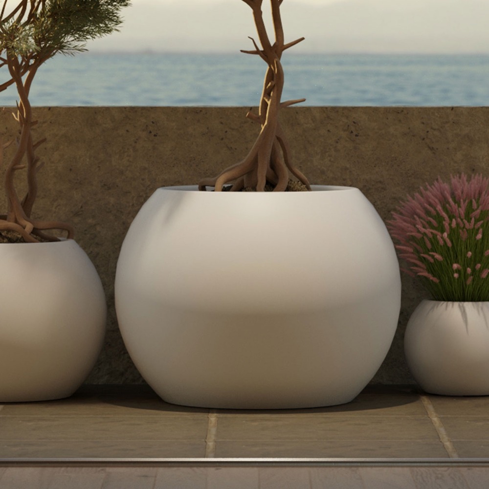 Dalia 70 - pot rond pour plantes et fleurs en polyéthylène ø68x50 cm pour l'extérieur et l'intérieur très résistant. Couleur noir