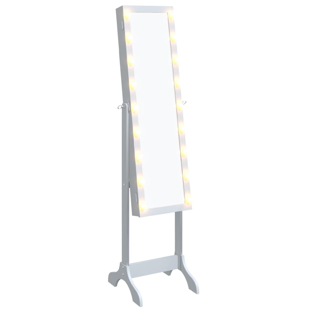 Miroir sur pied blanc avec led blanc 34x37x146 cm
