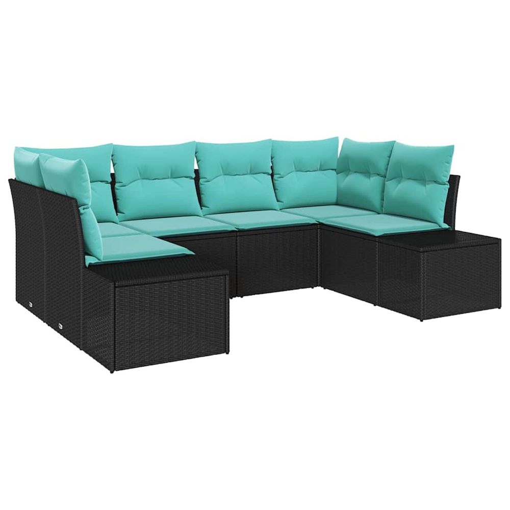 Ensemble de canapé de jardin 6 pc noir polyrotin