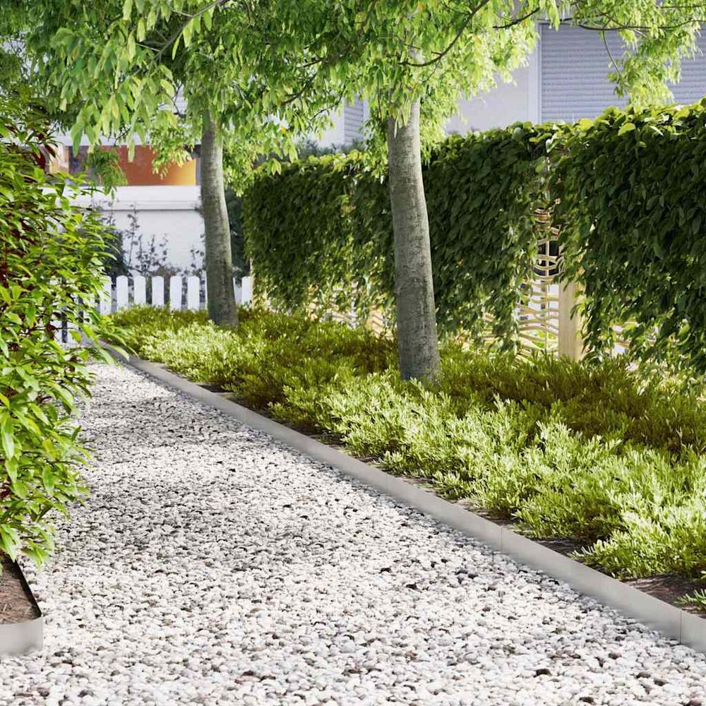 Bordure jardin acier inox aménagement chemins délimitation 100x15cm argent