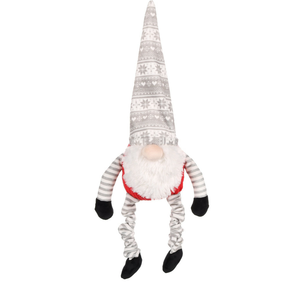 Jouet noël gnome gris et rouge bardo 58 cm pour chien