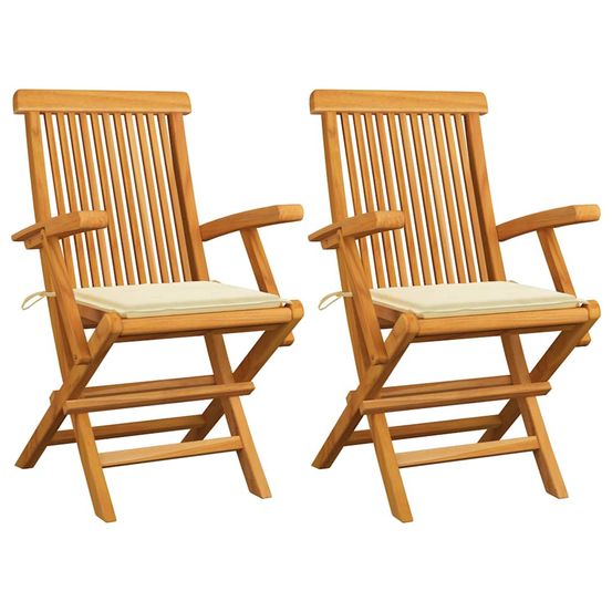 Chaises de jardin avec coussins crÚme