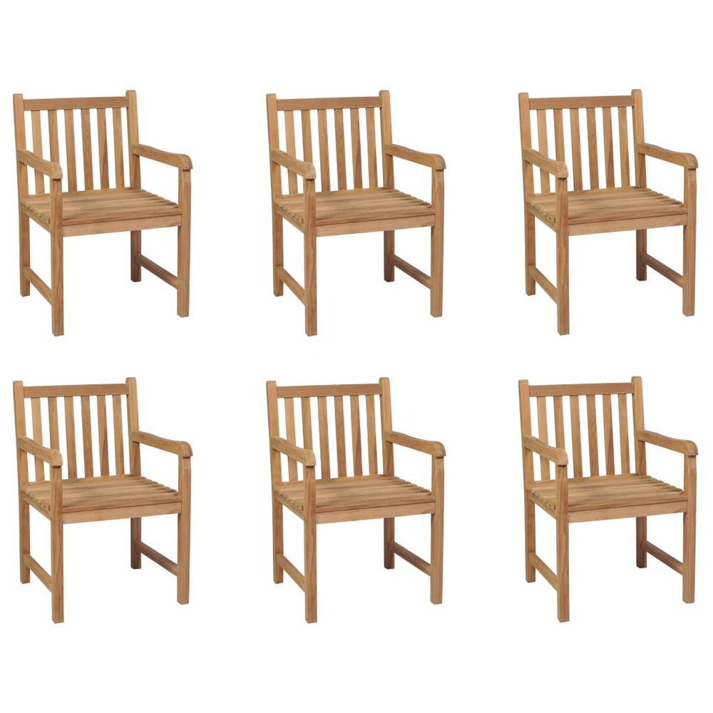 Chaises d'extérieur lot de 6 bois de teck solide