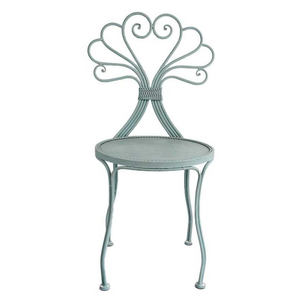 Chaise de jardin fer dossier coeur 42x42x93cm