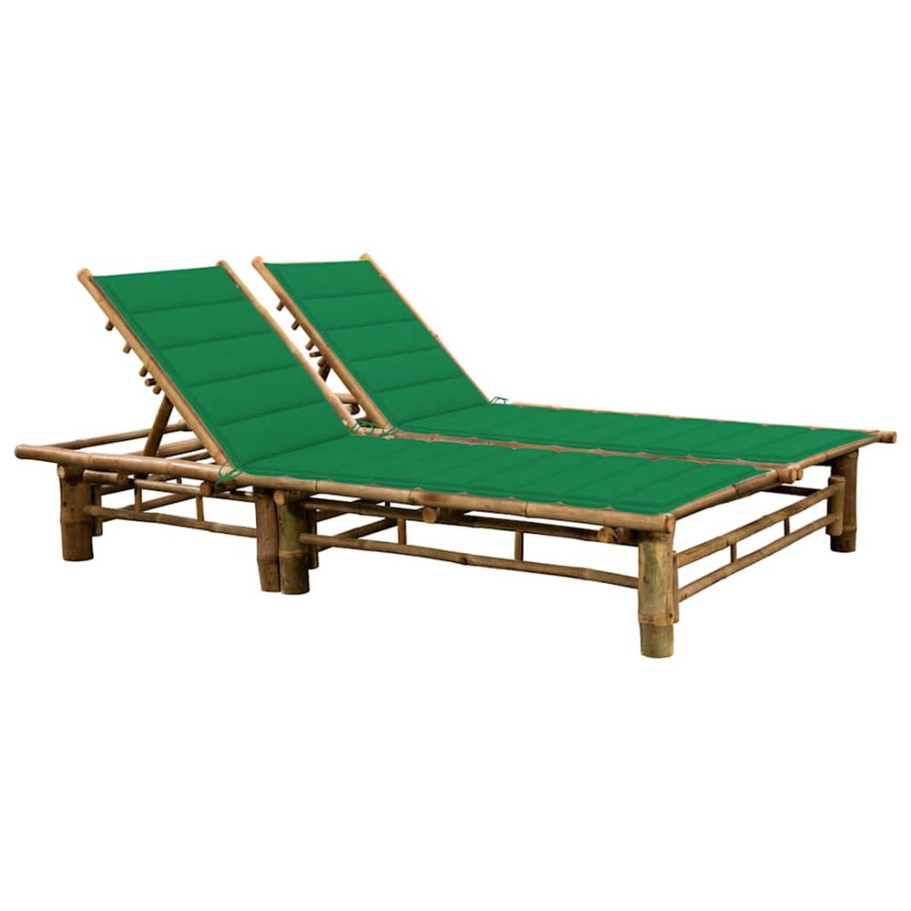 Chaise longue pour 2 personnes avec coussins bambou bain de soleil