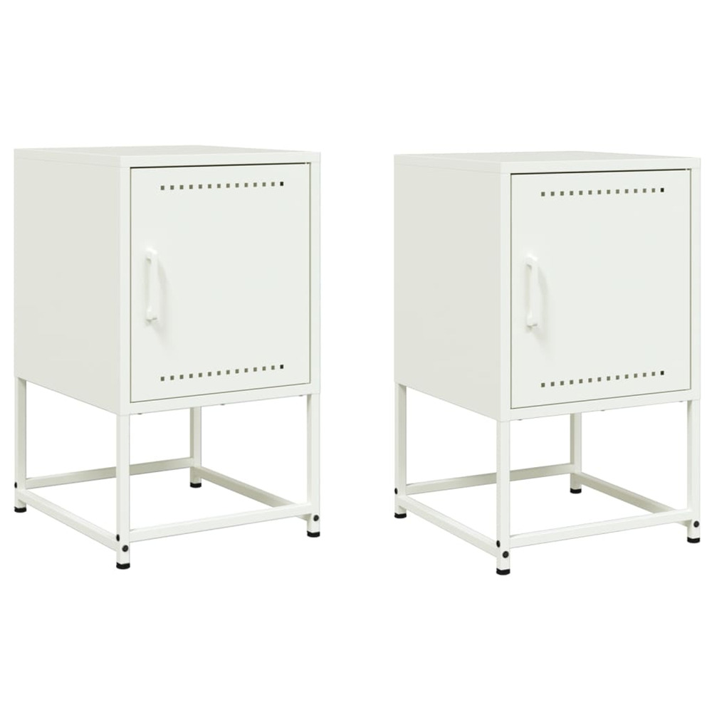 Tables de chevet 2 pcs blanc 36x39x60,5 cm acier