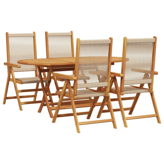 Ensemble de salle à manger pour jardin 5 pcs beige